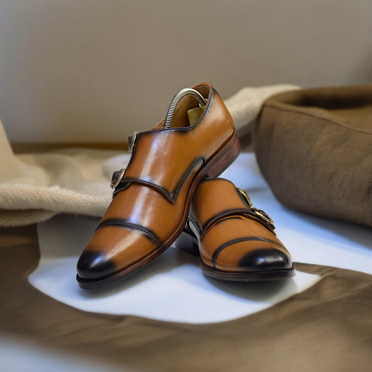 MC 52 Double Monks Shoes For Men For Party - Mashal Couture