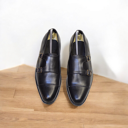 MC 106 Men's Black Dress Shoes With Monk Strap - Mashal Couture