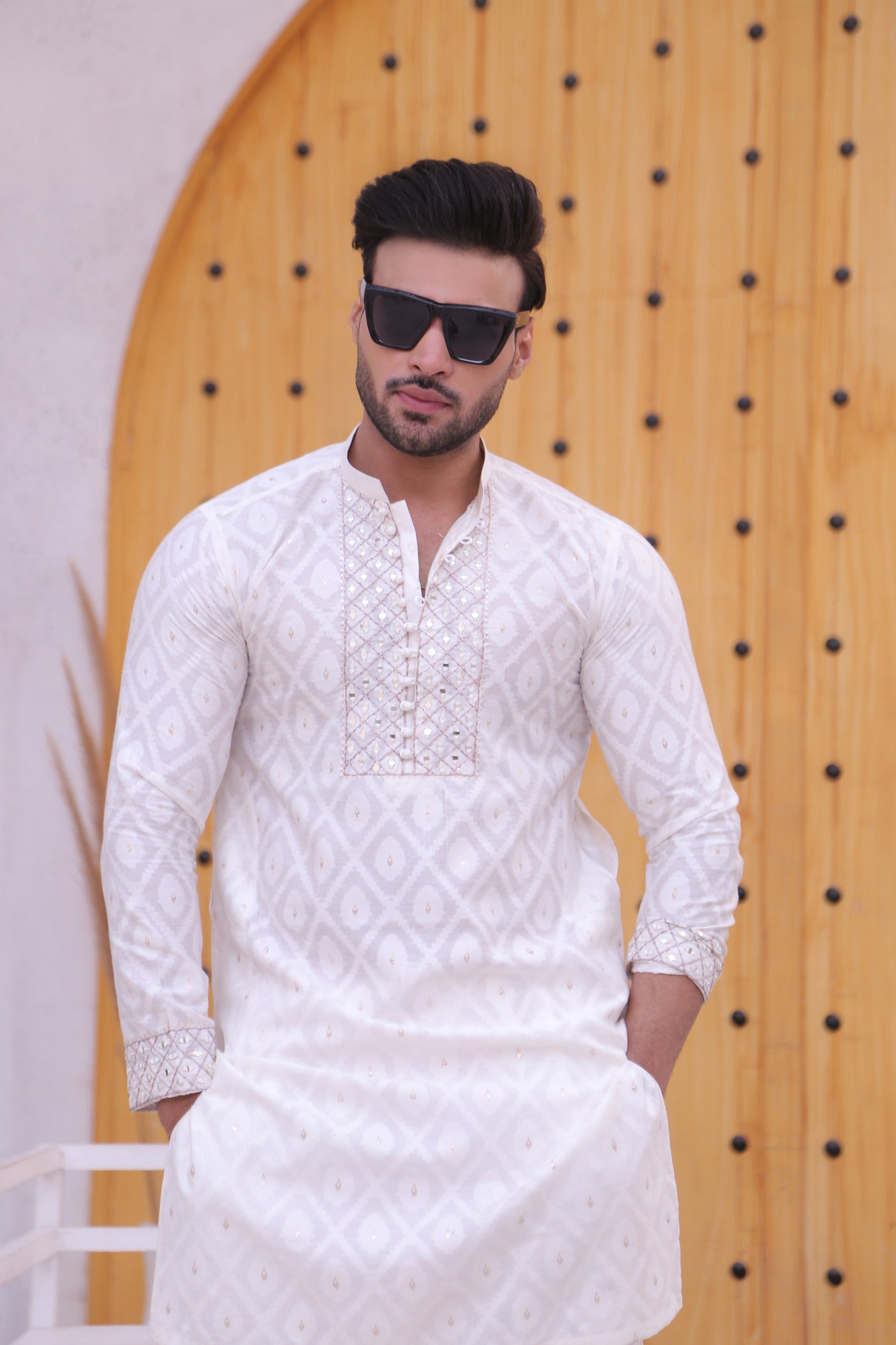 MC 13 Mirror Work Kurta For Men Design - Mashal Couture
