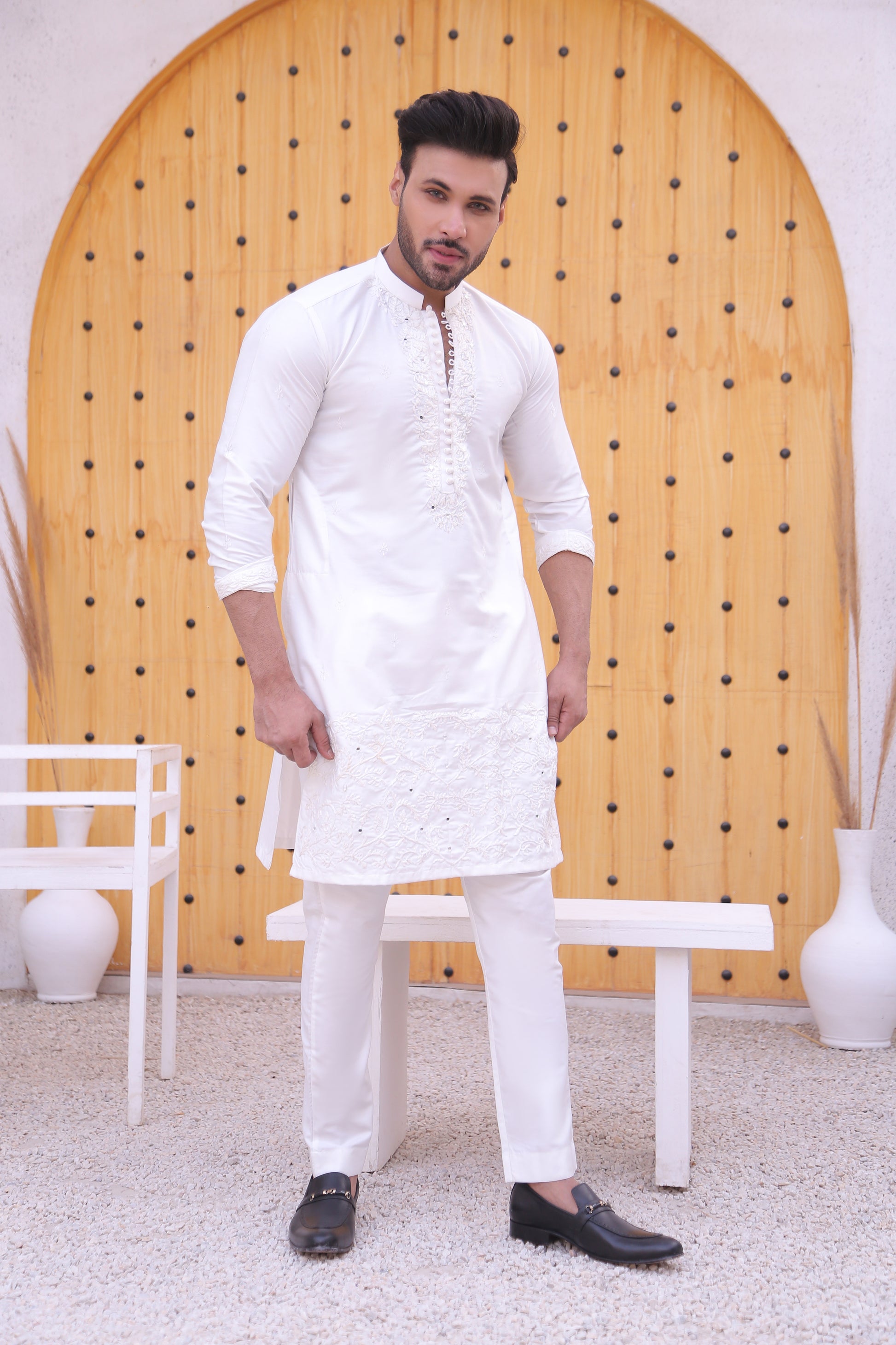 MC 07 Mirror Work Kurta Or Pajama - Mashal Couture