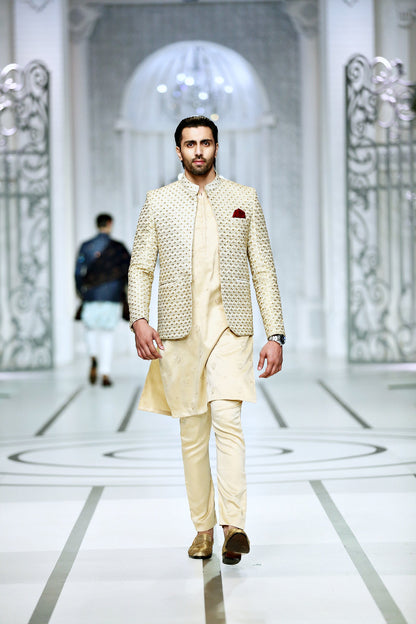 MC 181 Pakistani Front Open Prince Coat - Mashal Couture