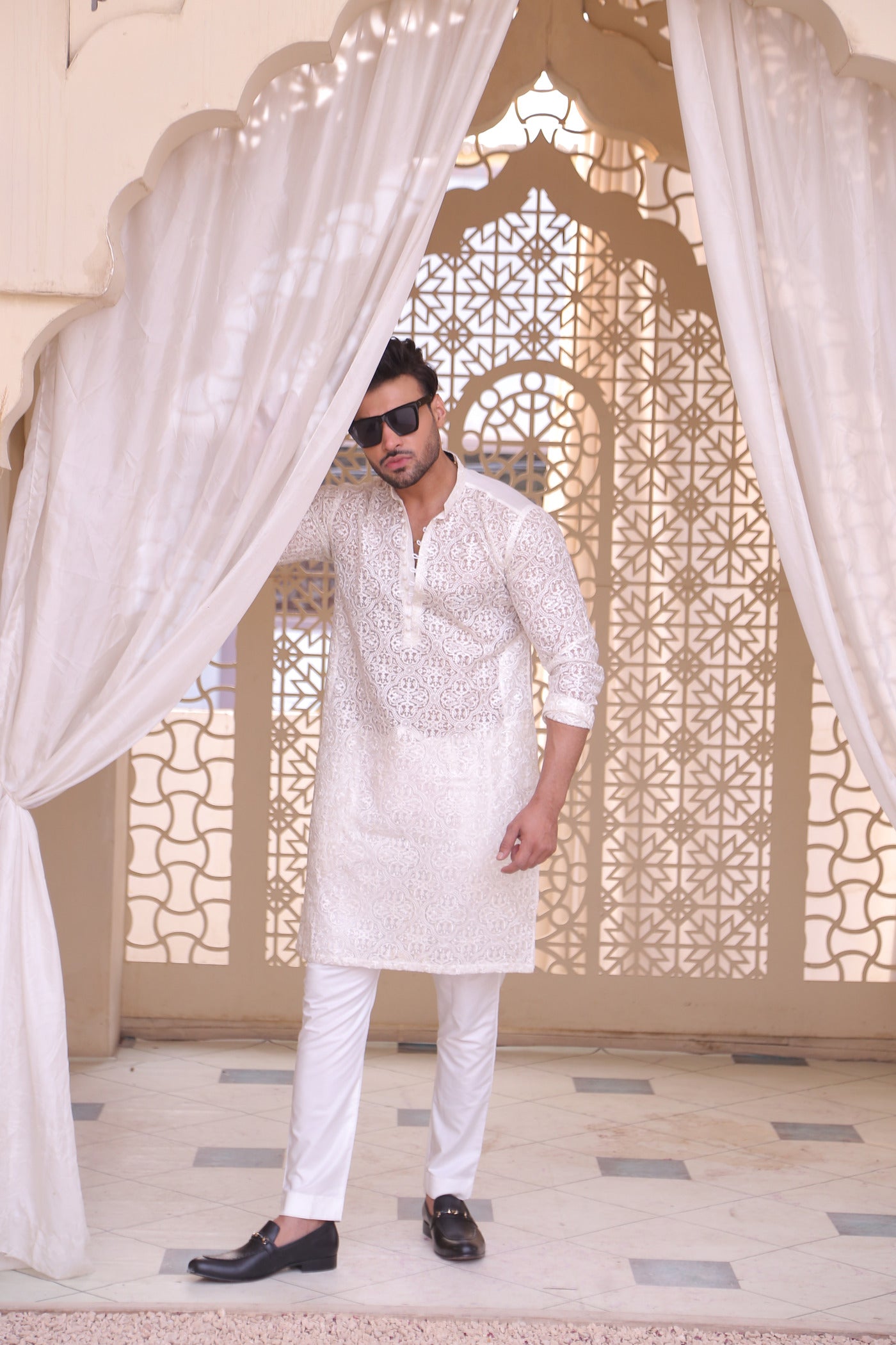 CK 01 Chikan Kurta For Men - Mashal Couture