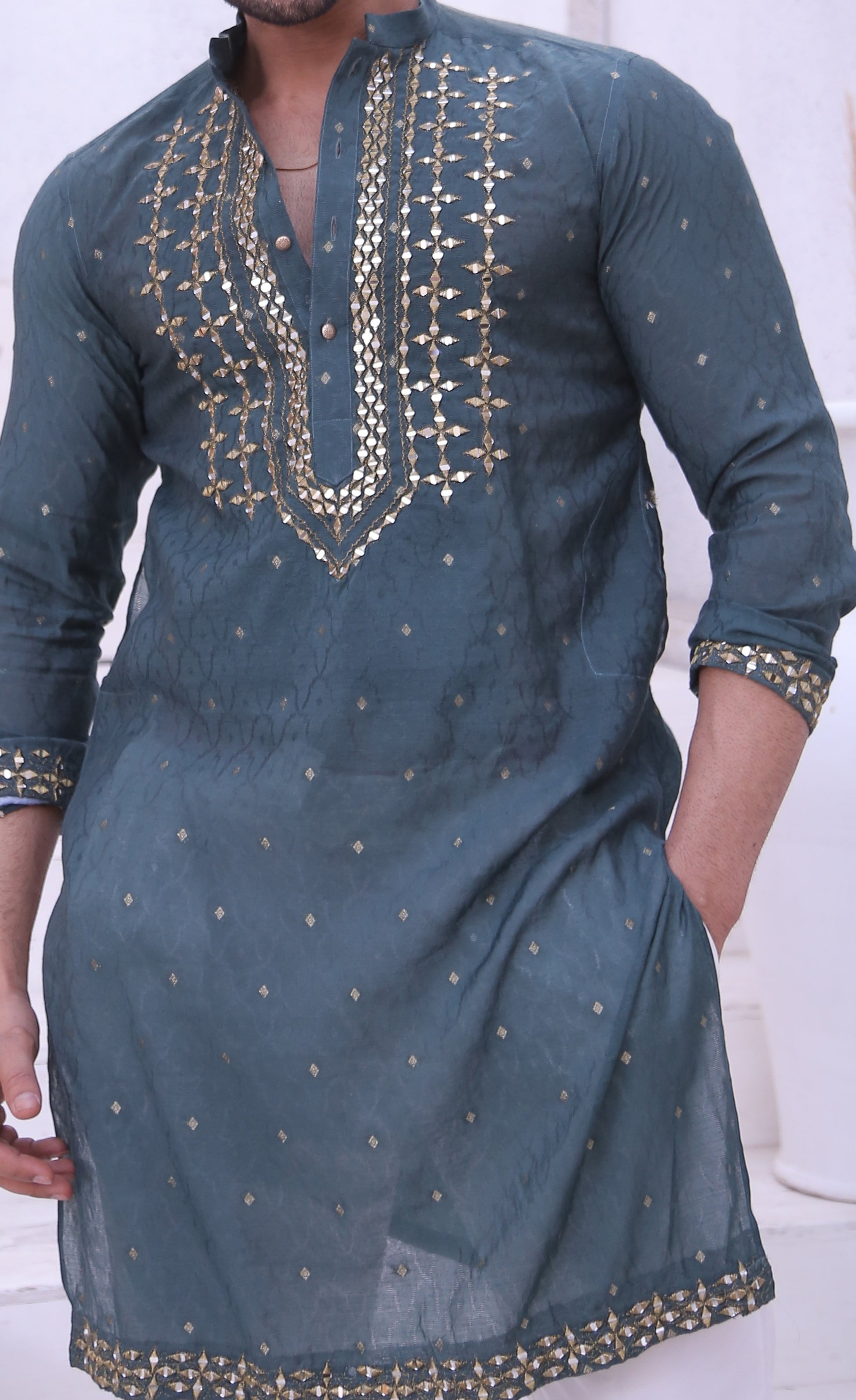 MC 06 Mirror Work Kurta And Pajama - Mashal Couture
