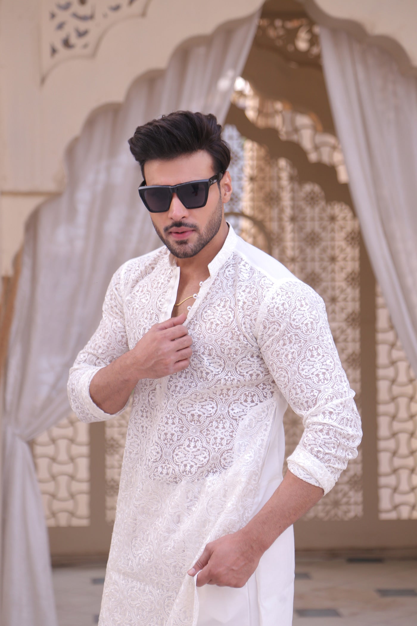 CK 01 Chikan Kurta For Men - Mashal Couture