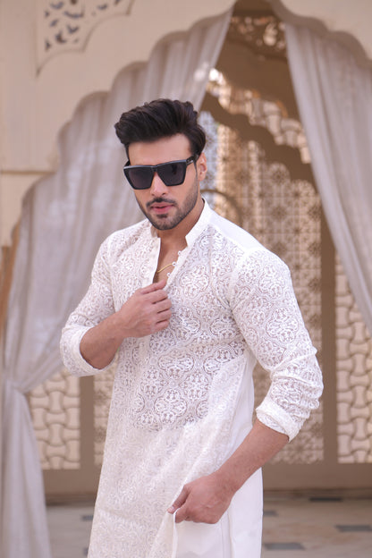 CK 01 Chikan Kurta For Men - Mashal Couture