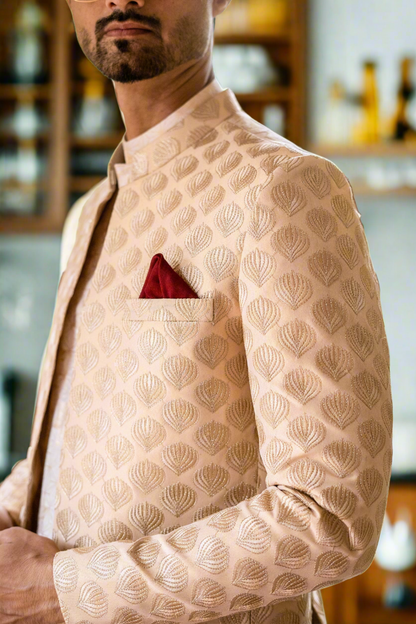 MC 139 Beige Prince Coat Designs - Mashal Couture