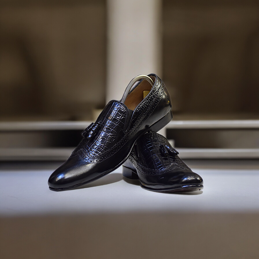 MC 63 Black Leather Shoes For Men - Mashal Couture