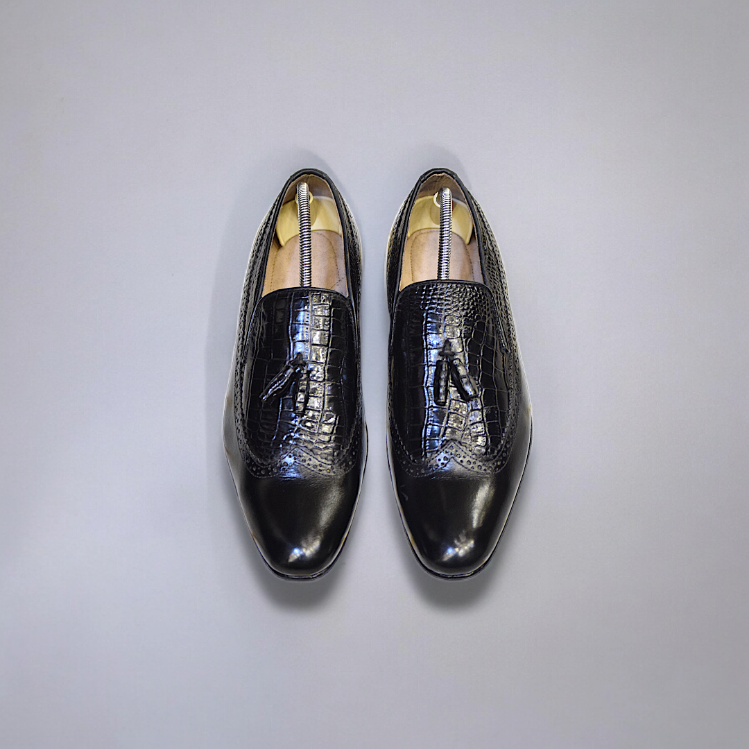 MC 63 Black Leather Shoes For Men - Mashal Couture