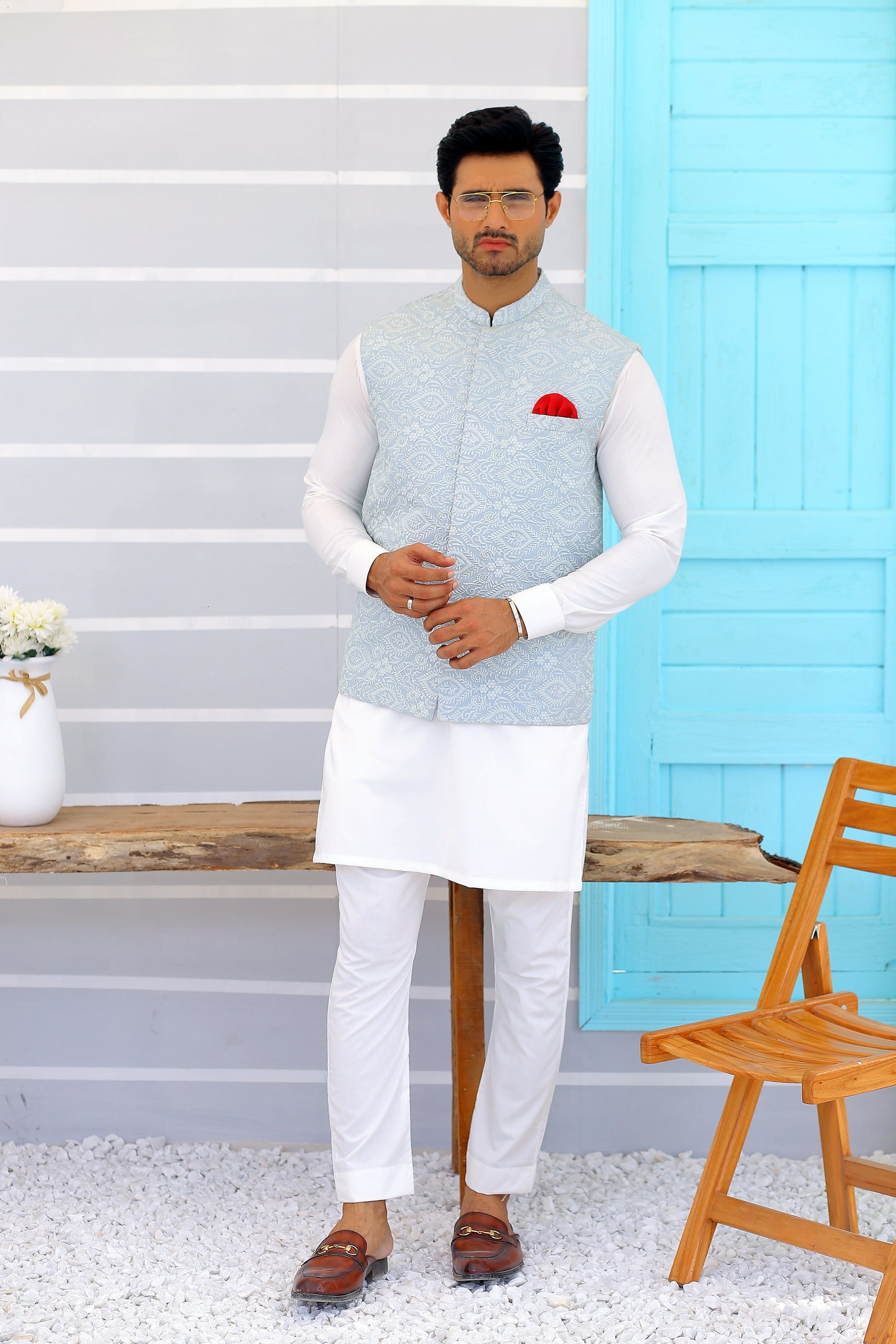wedding shalwar kameez with waistcoat