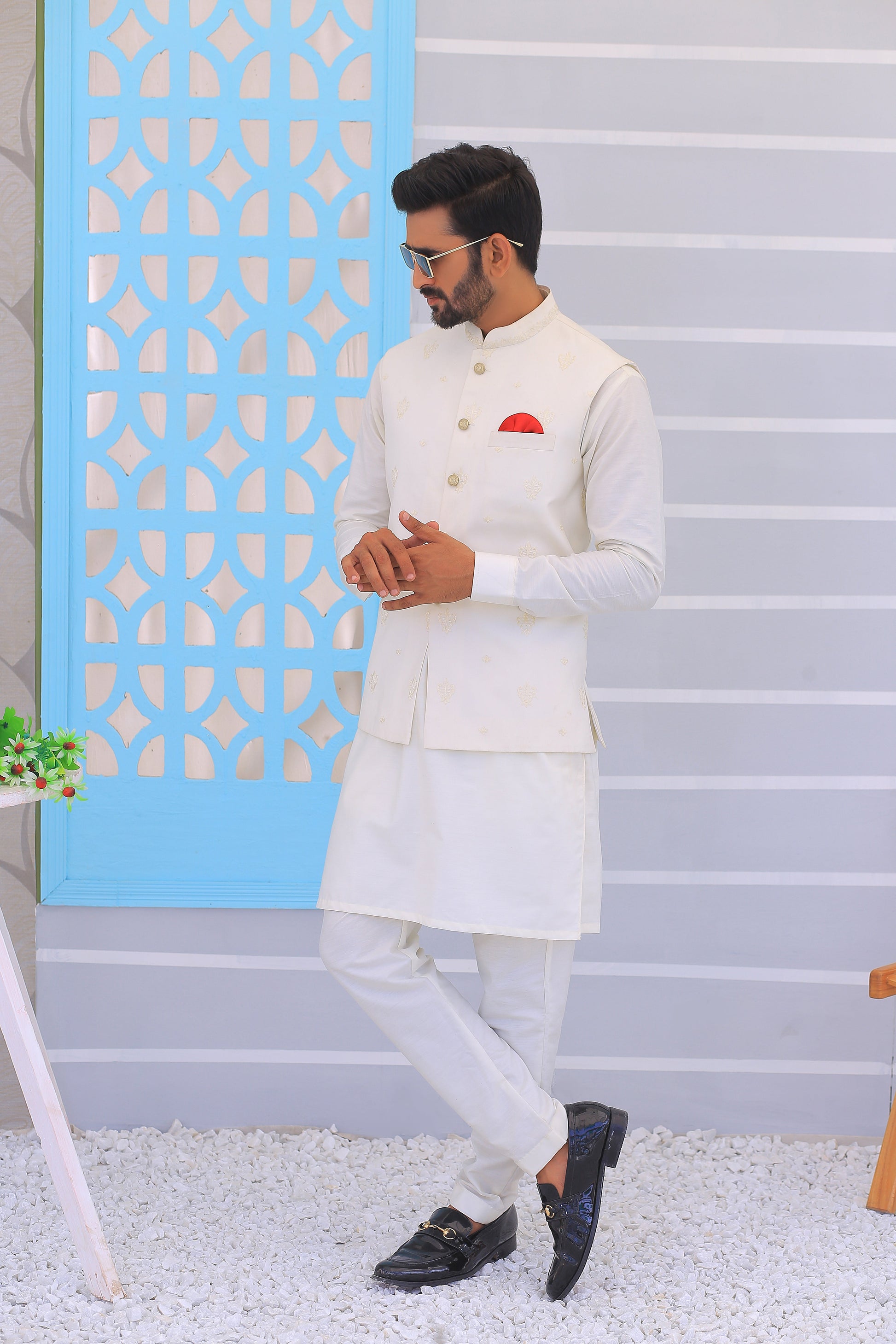 salwar kameez and waistcoat
